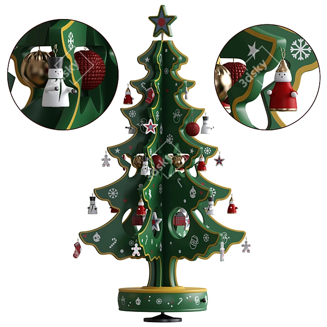 Miniature Christmas Tree Decor Set 3D model image 1