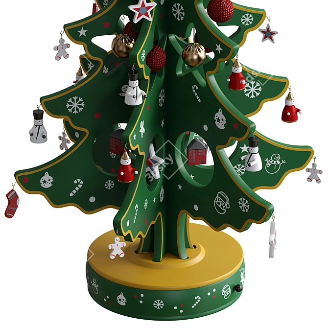 Miniature Christmas Tree Decor Set 3D model image 2