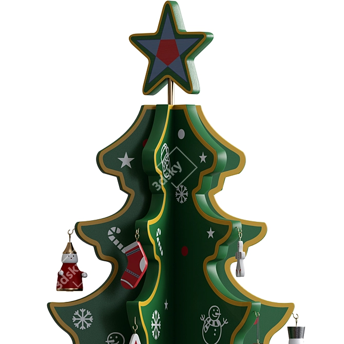 Miniature Christmas Tree Decor Set 3D model image 4