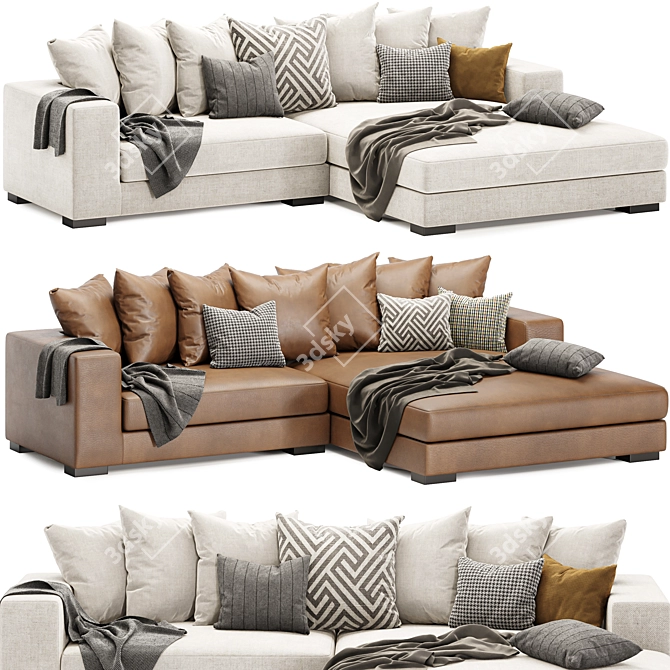  Elegant Sectional Sofa in Velvet 3D model image 1