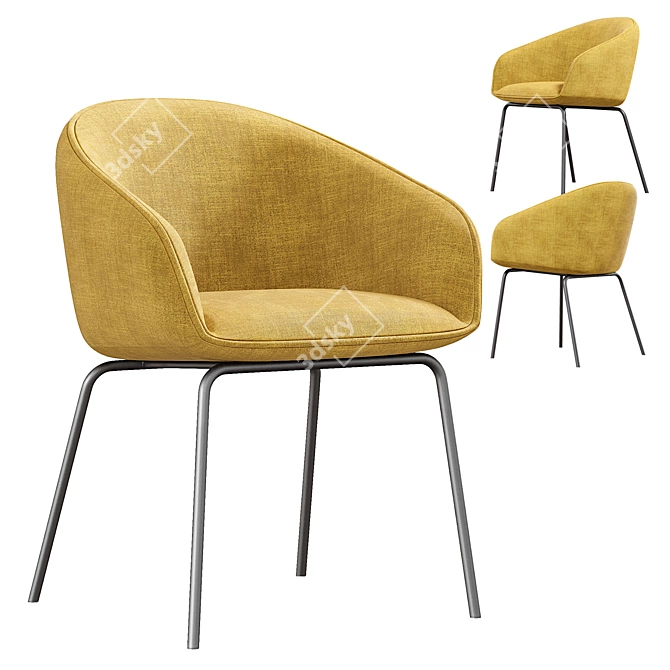 Elegant Emerald Velvet Dining Chair 3D model image 2
