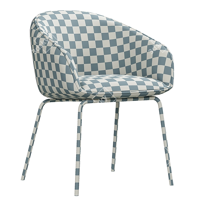 Elegant Emerald Velvet Dining Chair 3D model image 4