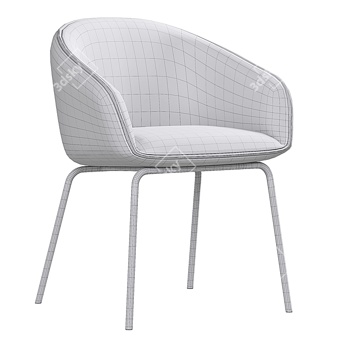 Elegant Emerald Velvet Dining Chair 3D model image 5