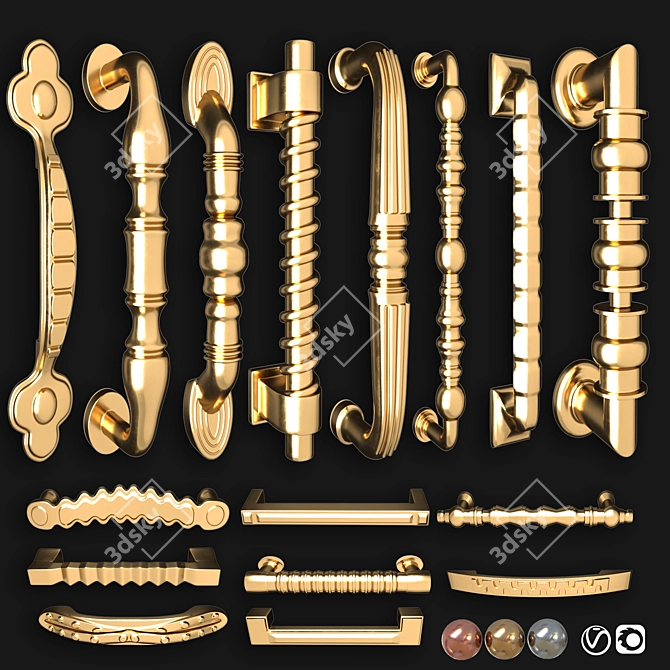 Russian Translation Door Knobs Handle-Set 3D model image 1