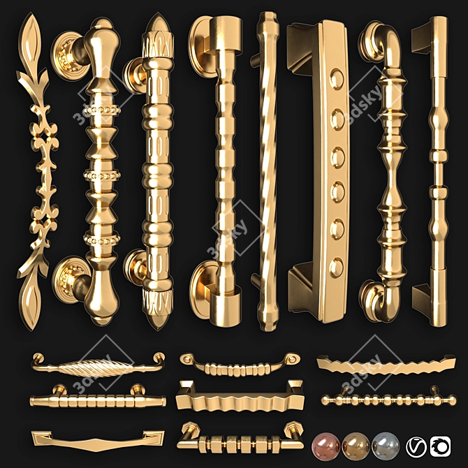 Russian Translation Door Knobs Handle-Set 3D model image 2