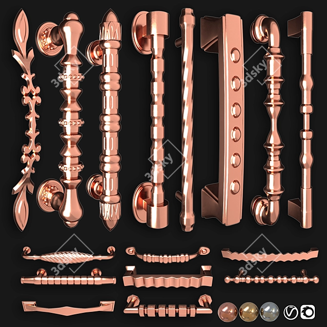 Russian Translation Door Knobs Handle-Set 3D model image 3
