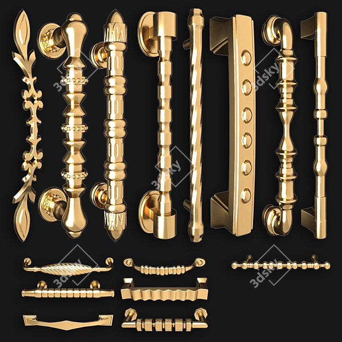 Russian Translation Door Knobs Handle-Set 3D model image 6