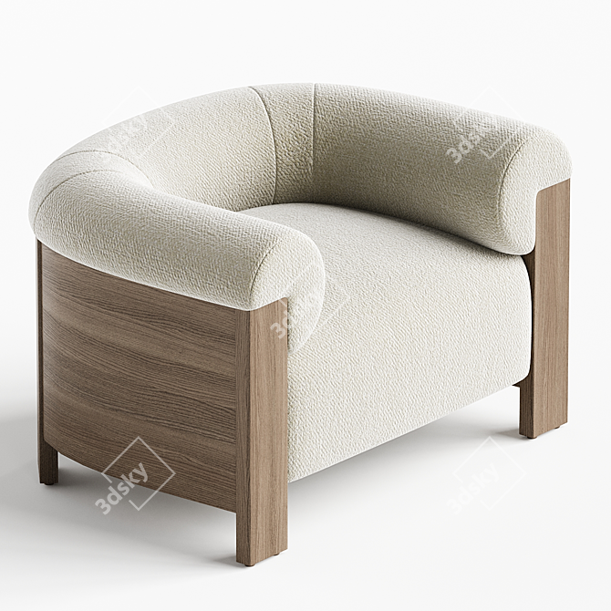 Eldon Walnut Boucle Armchair Chic 3D model image 2