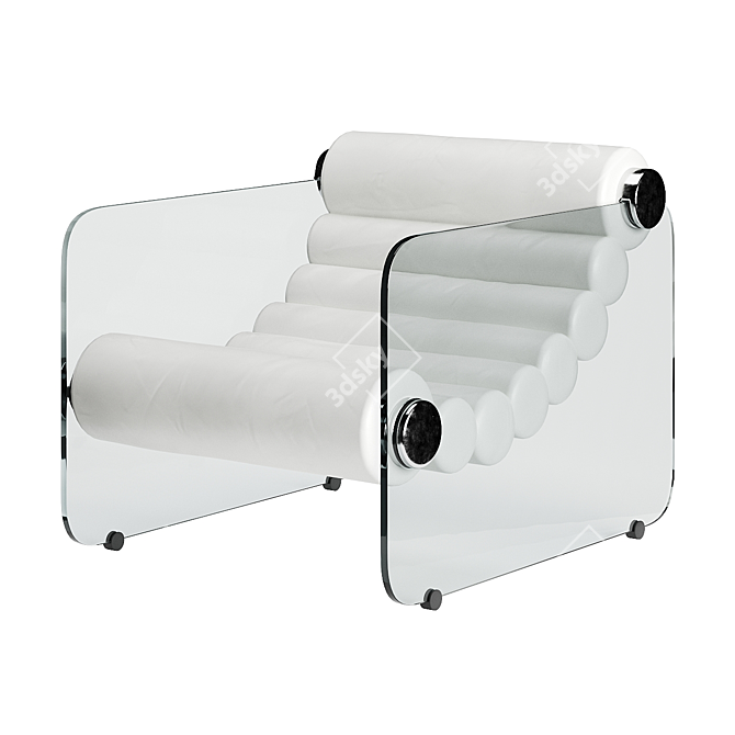Sleek Italian Leather Lounge Chair 3D model image 2