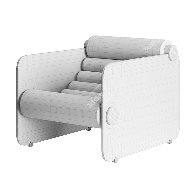 Sleek Italian Leather Lounge Chair 3D model image 3