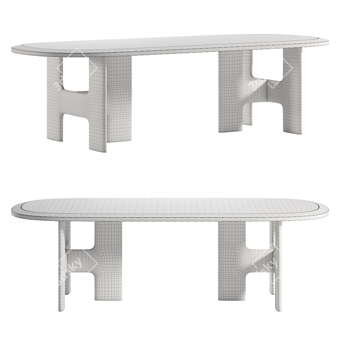 Zen Temple Inspired Dining Table 3D model image 2