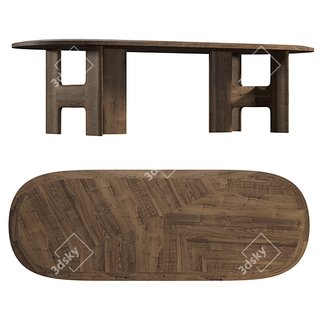 Zen Temple Inspired Dining Table 3D model image 3