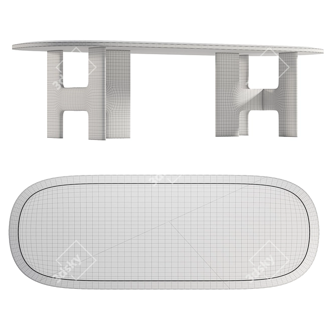Zen Temple Inspired Dining Table 3D model image 4
