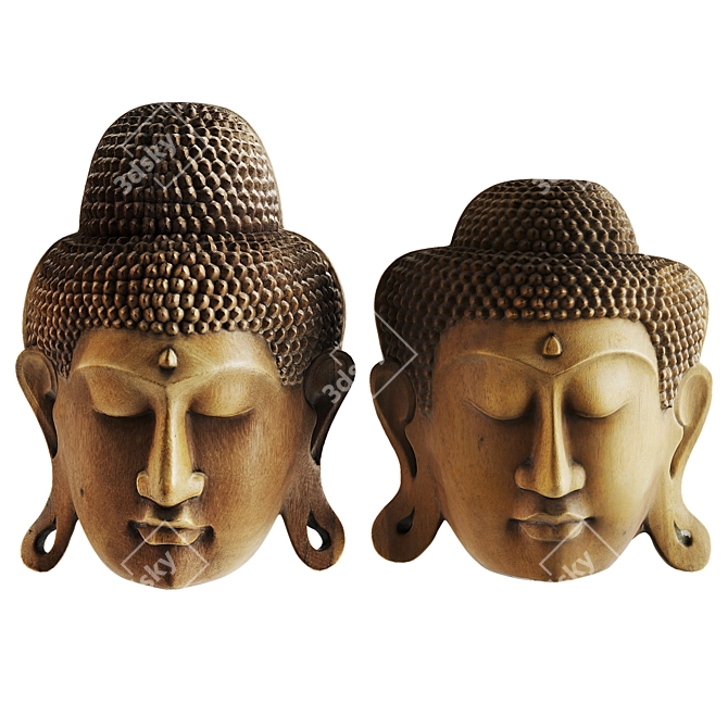 Buddha Masks Decor Set 2016 3D model image 1