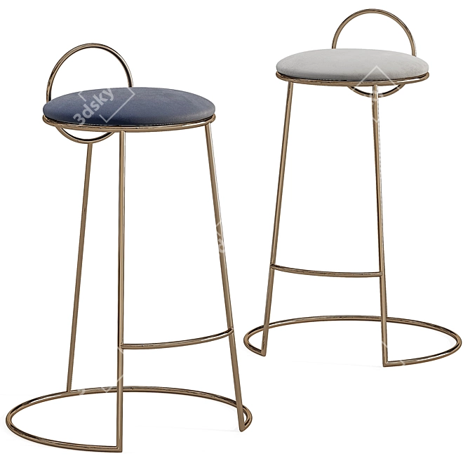 Velvet Low Back Bar Stools 3D model image 1