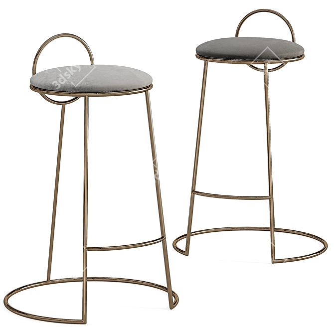 Velvet Low Back Bar Stools 3D model image 2