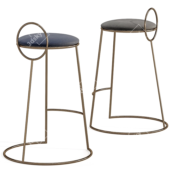 Velvet Low Back Bar Stools 3D model image 3