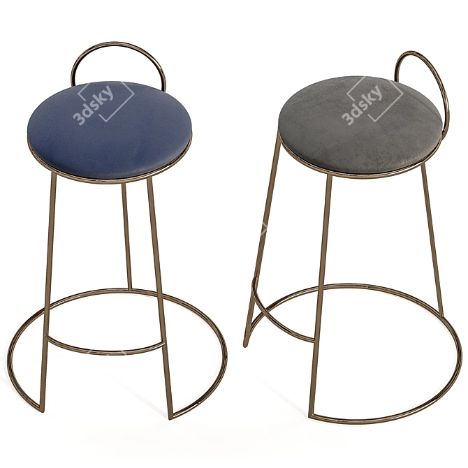 Velvet Low Back Bar Stools 3D model image 4