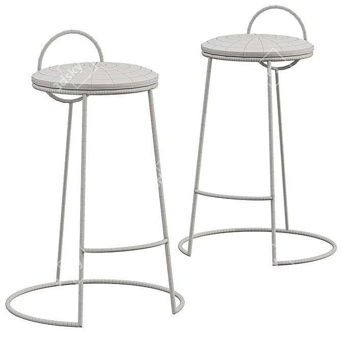 Velvet Low Back Bar Stools 3D model image 6