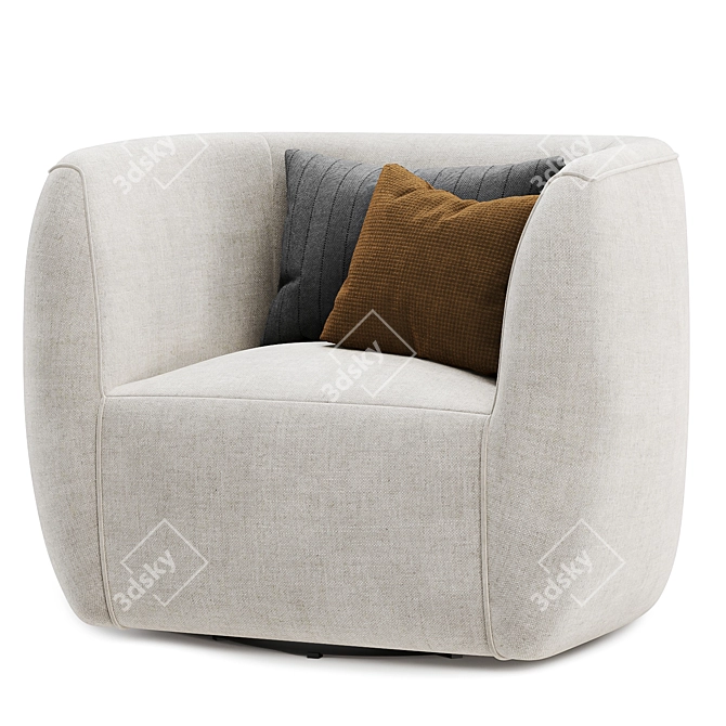 Modern Swivel Lounge Chair in 2 Colors 3D model image 3