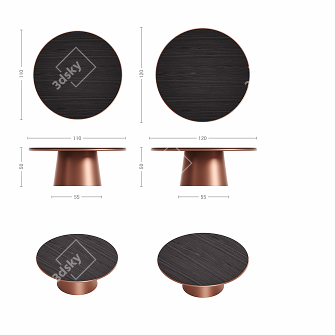 Orbita M Round Table: Unique Steel Edge 3D model image 5