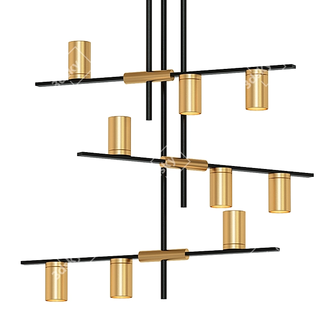 Calumet Matte Black Brass Chandelier 3D model image 1