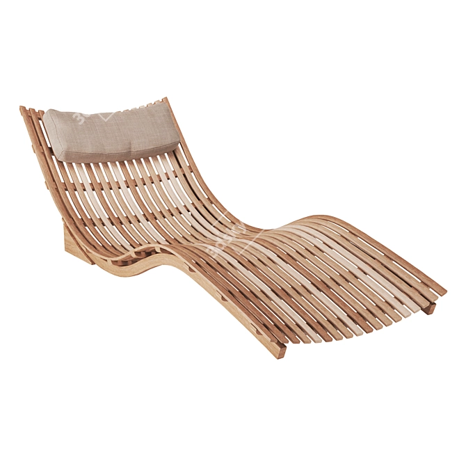 Bent Teak Sun Lounger 3D model image 2