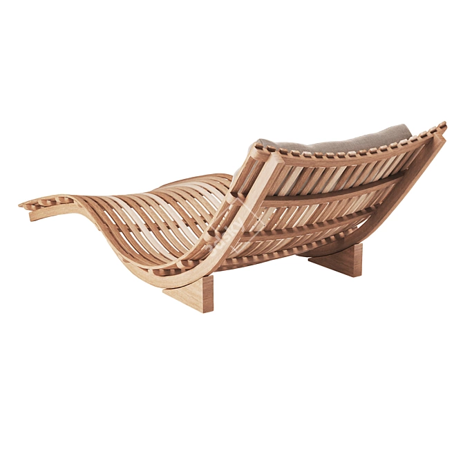 Bent Teak Sun Lounger 3D model image 3