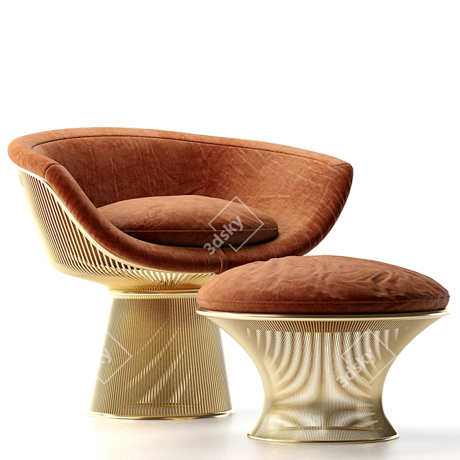 Modern Warren Platner Lounge Chair 3D model image 1