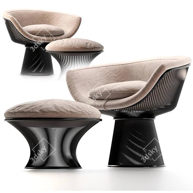 Modern Warren Platner Lounge Chair 3D model image 2