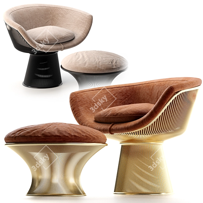 Modern Warren Platner Lounge Chair 3D model image 3