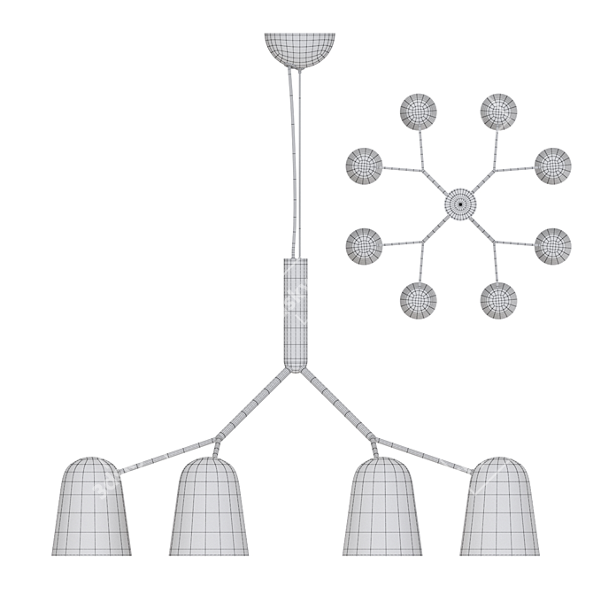 Scandinavian Style White Chandelier 3D model image 3