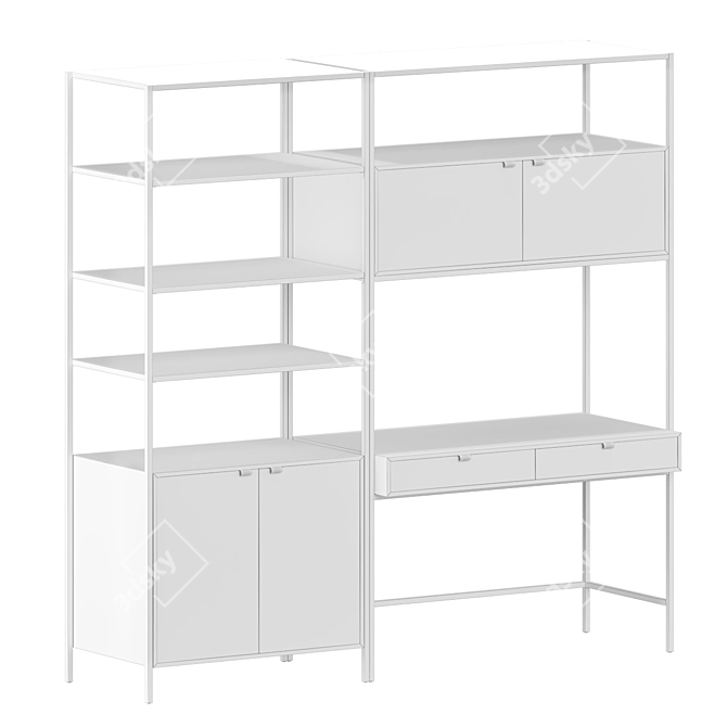Homescapes Modular Wall Desk Black 3D model image 2