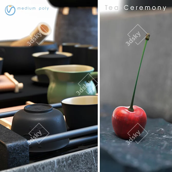 Tea Ceremony Set Kit 3D model image 3