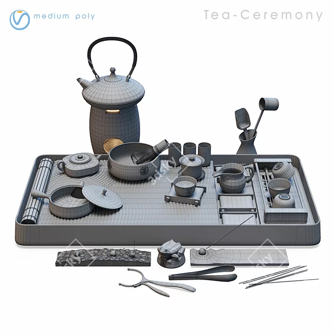 Tea Ceremony Set Kit 3D model image 6