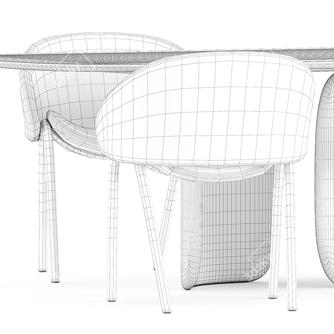 Elegant Folium Chairs & Mellow Table 3D model image 5