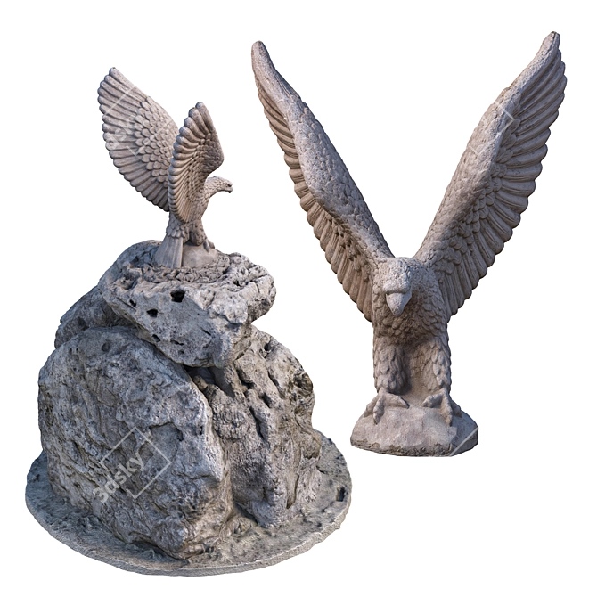 Eagle Sculpture on Stone Base 3D model image 5