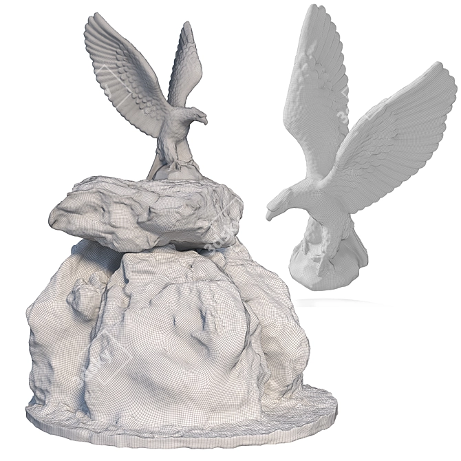 Eagle Sculpture on Stone Base 3D model image 7