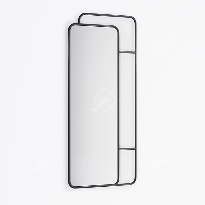 Standing mirror with hanging hooks 3D model image 1