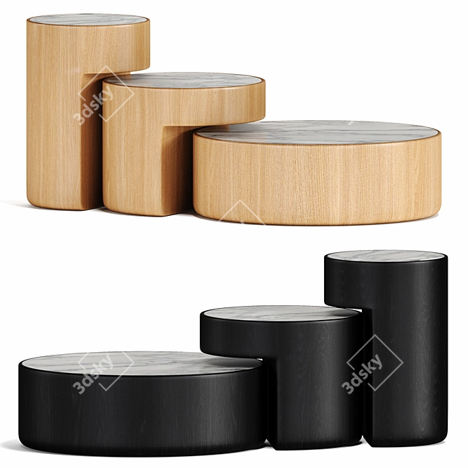 Modern Nesting Tables Set 3D model image 1
