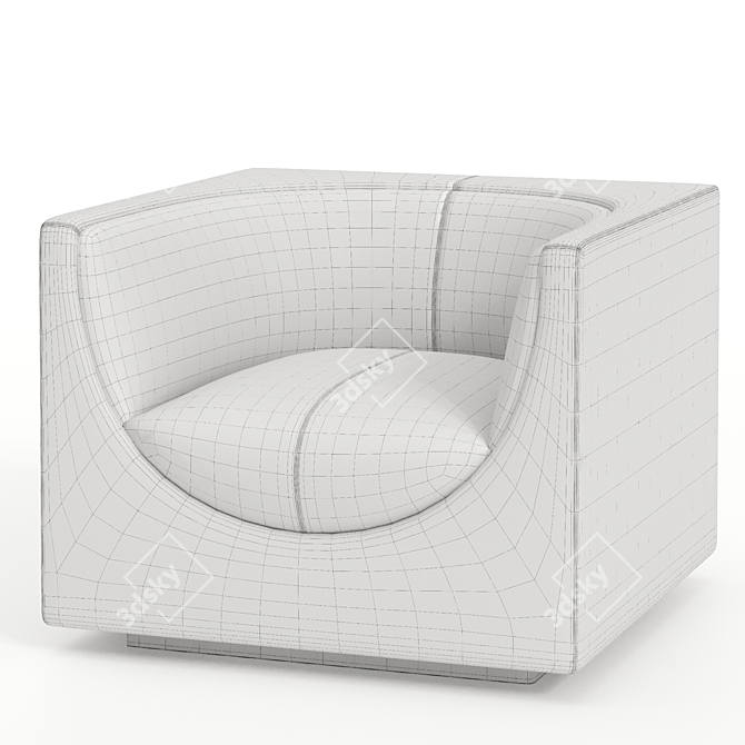 Modern Comfort Cube Armchair 3D model image 5