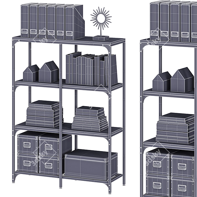 IKEA FJALLBO Shelving 100cm Unit 3D model image 3