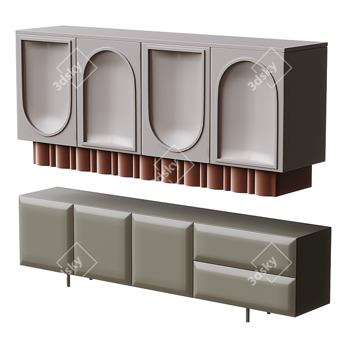 Modern White Sideboard Buffet Storage 3D model image 1