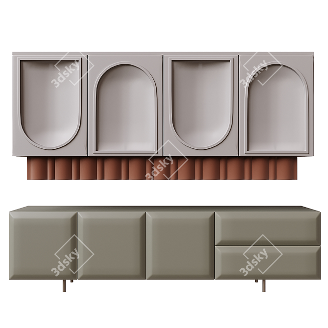 Modern White Sideboard Buffet Storage 3D model image 2