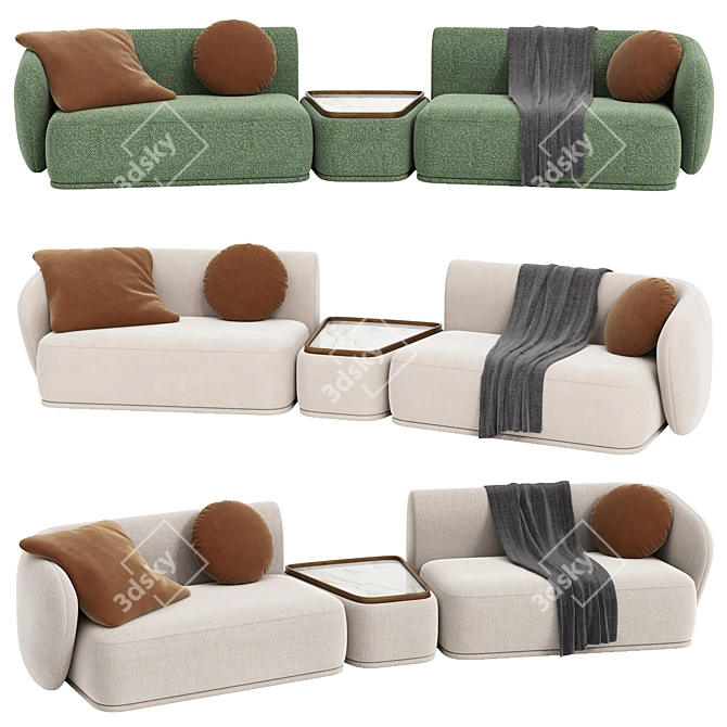 Contemporary Rene Sofa Model 3D model image 1