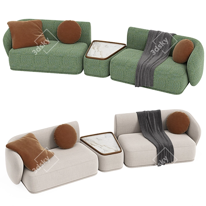 Contemporary Rene Sofa Model 3D model image 2
