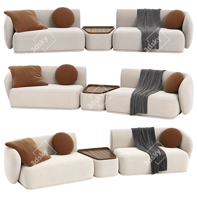 Contemporary Rene Sofa Model 3D model image 4
