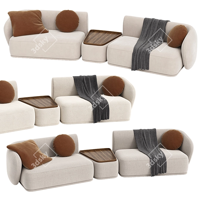 Contemporary Rene Sofa Model 3D model image 5