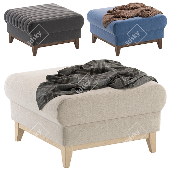 Textile Beige Pouffe: Stylish Seating 3D model image 1