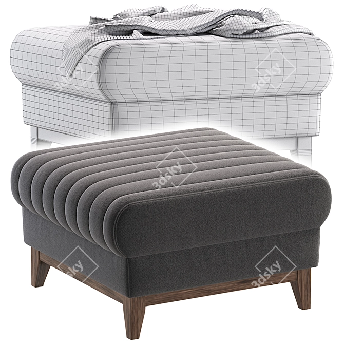 Textile Beige Pouffe: Stylish Seating 3D model image 5